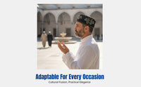 Men's Embroidered Prayer Cap, Flat Top, Traditional Muslim Style, Multi-Color, All Seasons