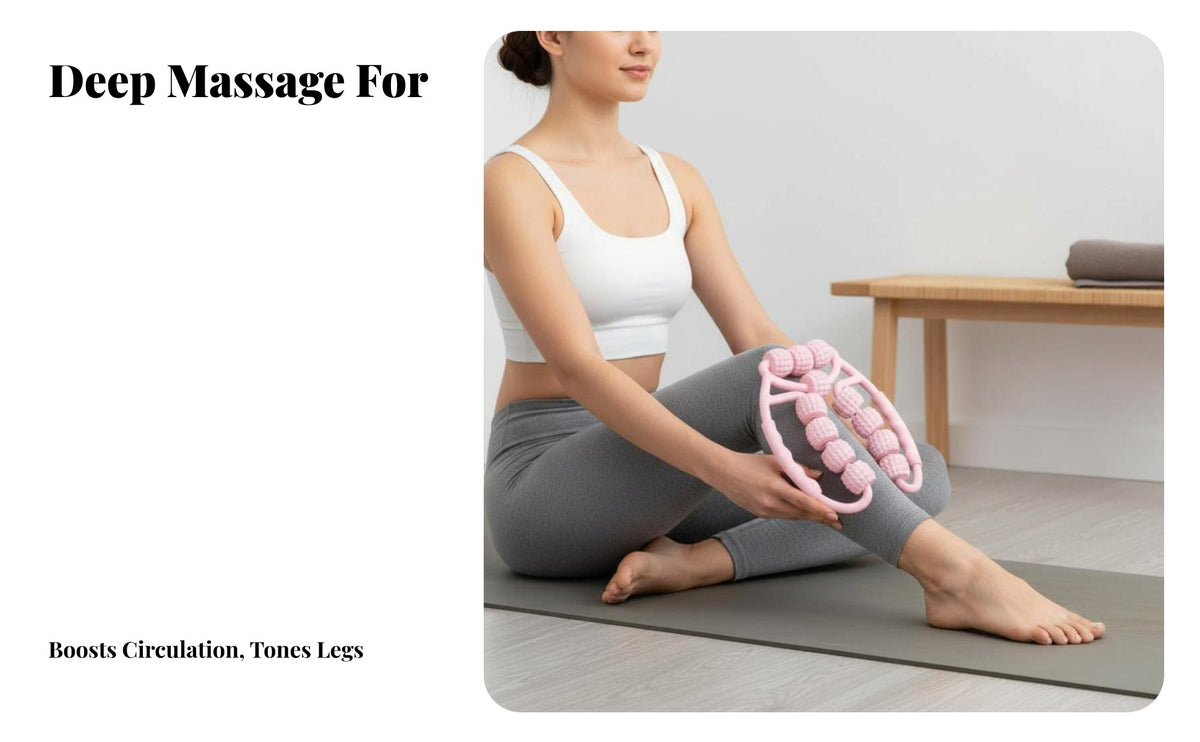Stretching Leg Massager, 12-Wheel, Deep Tissue, Portable Muscle Relief