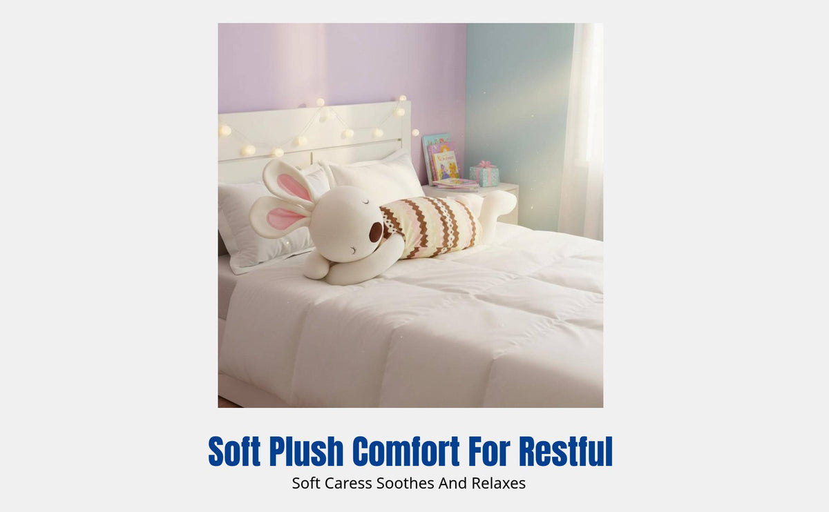 Cute Bunny Plush Pillow, Soft Long Hugging Toy, Comfort Gift for Girls