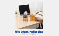 Resin Fortune Cat Desktop Decor, Creative Blackboard Sign, Feng Shui Wealth Cat for Office, Bedroom