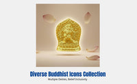 Buddha Statue Decor, Pale Clay Gold Tsa Tsa, Eight Protectors, Ksitigarbha, Green Tara, Medicine Buddha, Handmade Decor