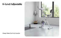 Home Exercise Bike, Quiet Magnetic Resistance, Foldable Upright Indoor Cycling, 8-Level Adjustable, Fitness Equipment