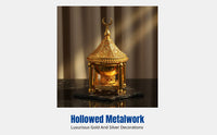 Hollow Carved Alloy Incense Burner, Gold Silver, Middle Eastern Arabic Style, Decorative, Easy to Use