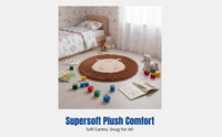 Cute Cartoon Round Rug, Plush Carpet, Easy-Clean, Kids Room, Living Room Mat
