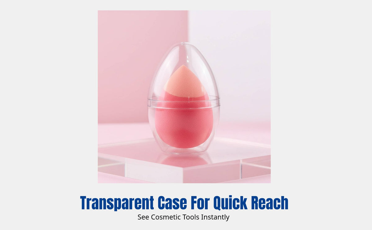 Portable Makeup Sponge Storage Box, Transparent Travel Holder, Eggshell Design, Dustproof Lid