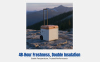 Insulated Cooler Box, Wheeled Storage, Portable Thermal Container for Camping, Fishing, Outdoor Meals, Black/Cream