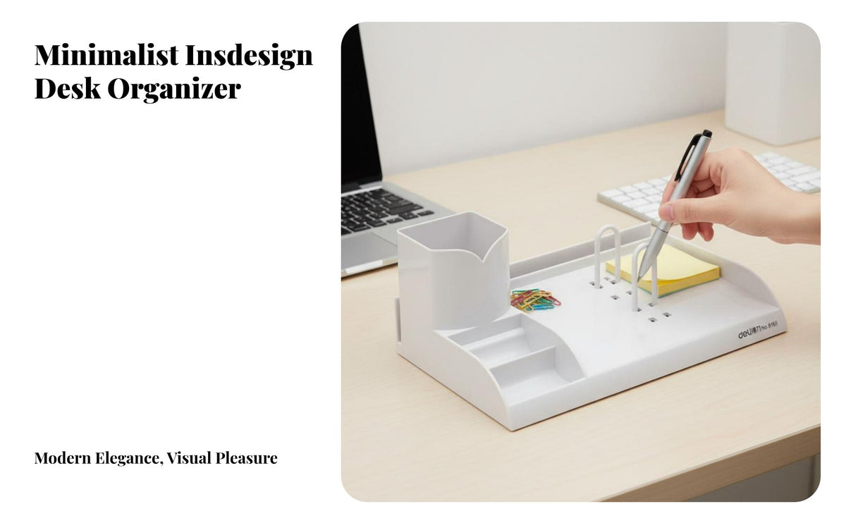 Desk Calendar Stand, Desktop Organizer with Pen Holder, Business Office Decor, Minimalist design, 2026 Calendar Compatible