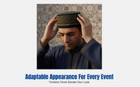 Men's Ethnic Cap, High-Quality Computer Embroidery, Muslim Prayer Hat, Cotton