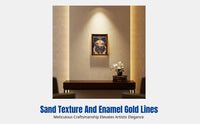 Zhakilamu Tibetan Wealth Deity Decorative Painting, Oriental Gold Light Wall Art, Modern Framed Hanging Picture for Entryway, Gift Table Decor