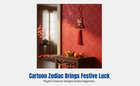 Year of the Horse Hanging Decor, Cartoon Cat, Double Fish, Holiday Decoration