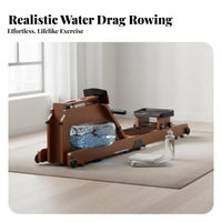 Home Water Resistance Rowing Machine, Foldable Fitness Equipment, Manual Pump, Indoor Exercise, Brown, Full Body Strength