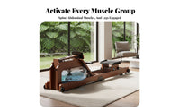 Home Water Resistance Rowing Machine, Foldable Fitness Equipment, Manual Pump, Indoor Exercise, Brown, Full Body Strength
