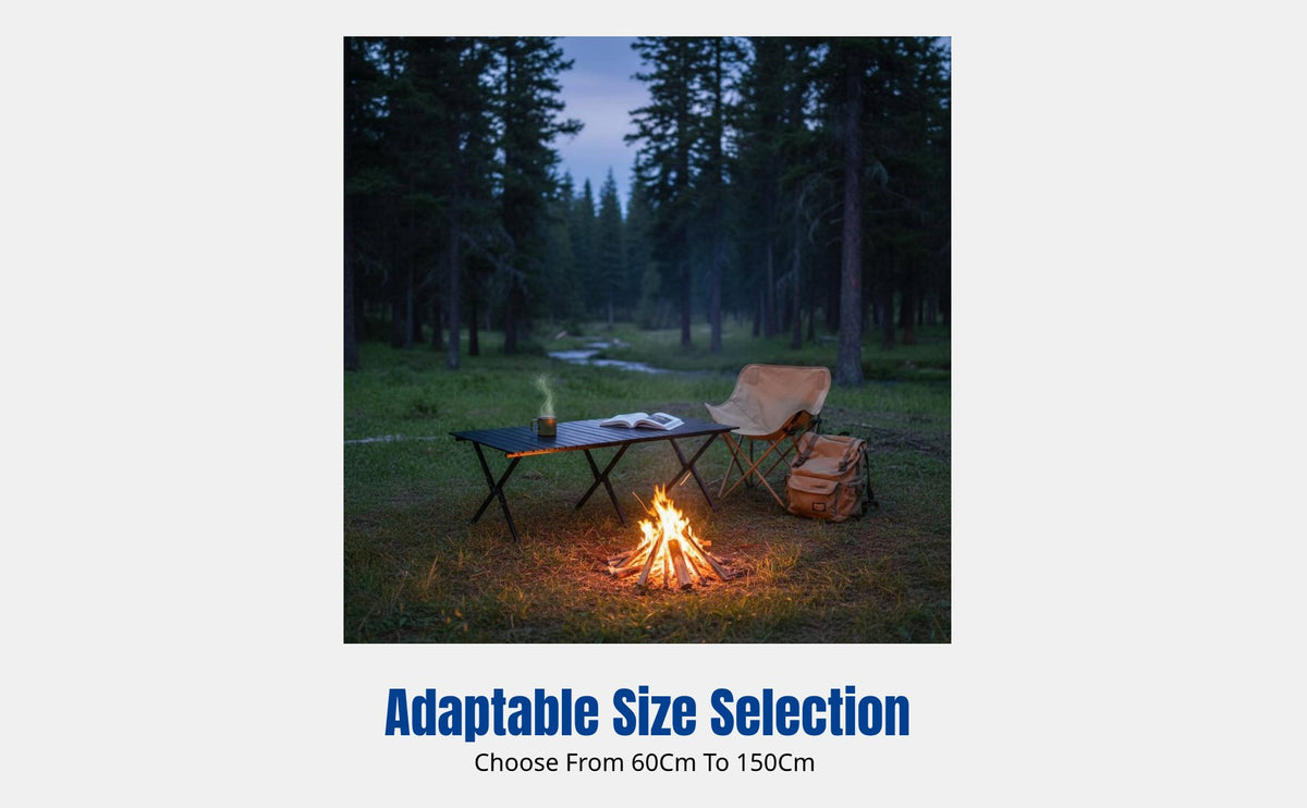 Portable Outdoor Foldable Table and Moon Chair Set, Folding Dining Table, Carbon Steel, Leisure, Easy Assembly, Random Pattern