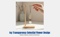 New Chinese Style Iceclear Celestial Flower Locket Necklace, Sweet Bowknot, Braided Rope, Women, Random Color