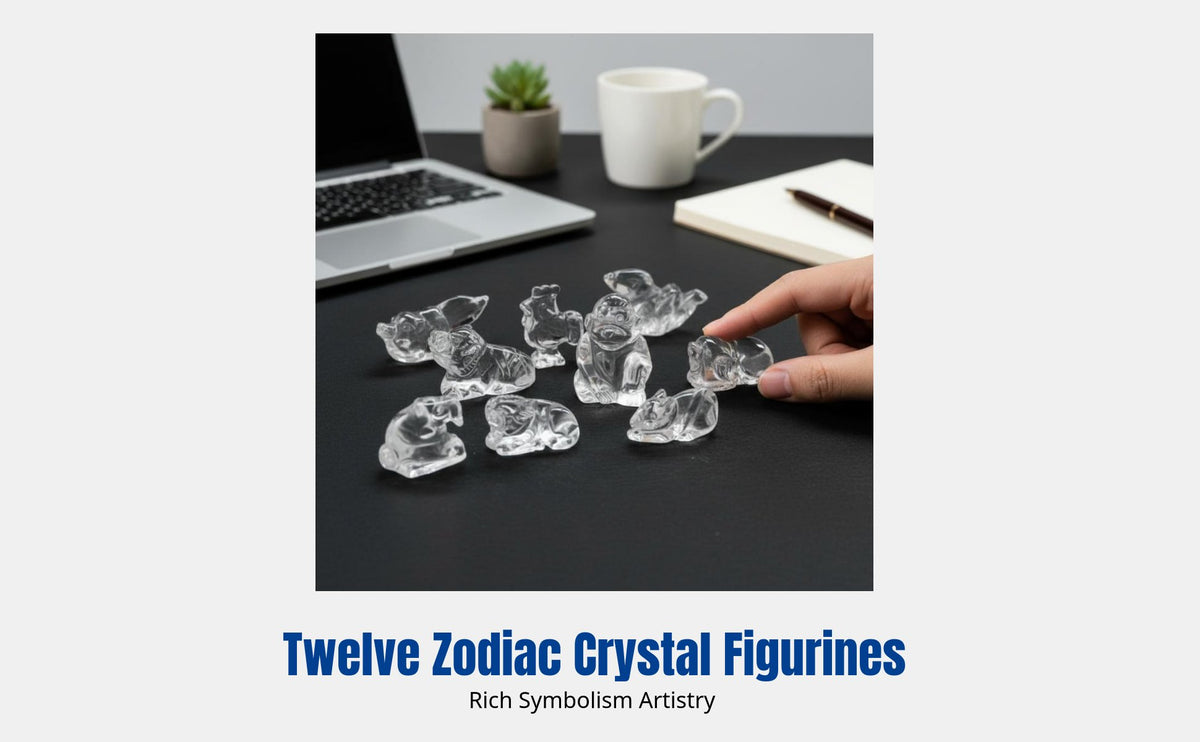 Milky Crystal Zodiac Animal Sculpture, Office Fortune Symbol, Random Design, Minimalist Desktop Decor, Gift