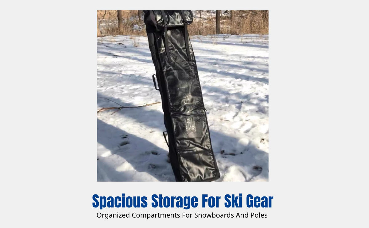 Waterproof Ski Bag, Durable Snowboard Gear Storage, Adjustable Strap, Unisex, Professional, Black