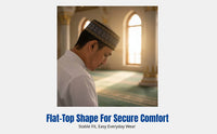 Ethnic Embroidered Muslim Cap, Flat Top Prayer Hat for Men, Polyester Yarn, Religious Headwear