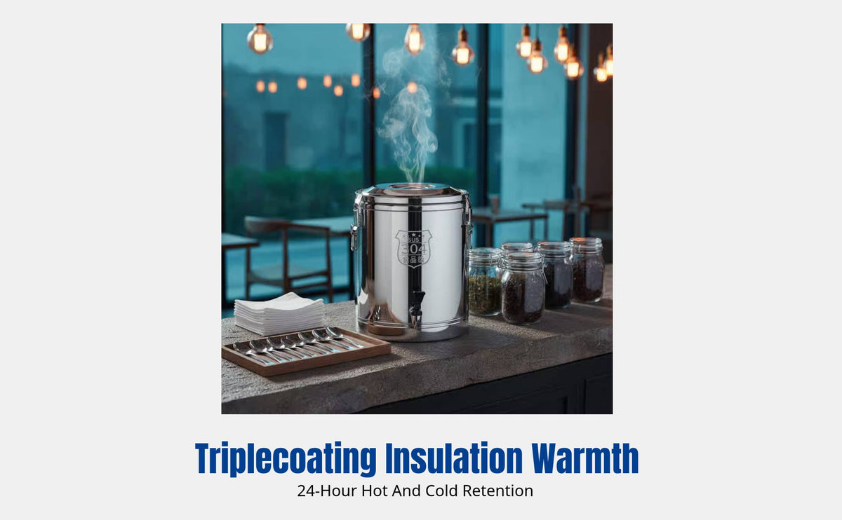 304 Stainless Steel Insulated Barrel, Large Capacity Thermal Food Container, Commercial Soup, Rice, Porridge Container, Multi-Purpose Ice Container