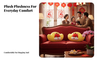 Zodiac Horse Yuanbao Plush Pillow for New Year, Lucky Decor for Sofa & Bedroom