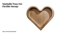 Heart-Shaped Wooden Candy Box, Stackable Fruit Tray, Creative Nut Dish