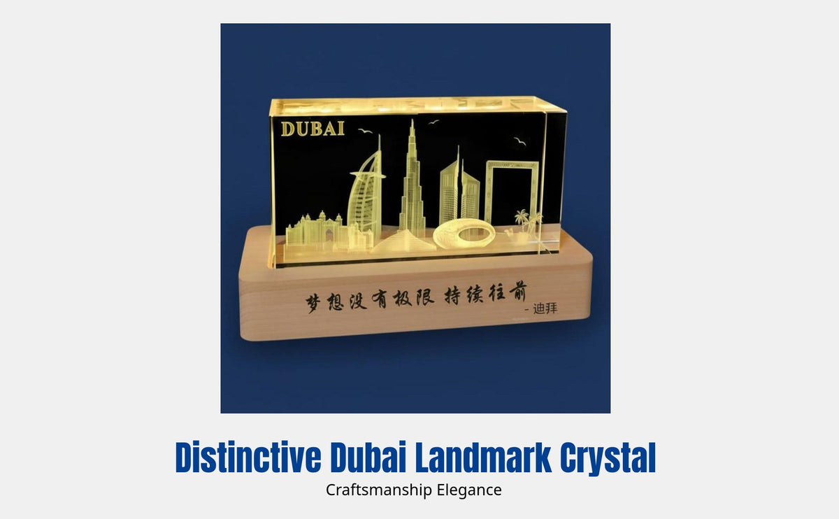 Dubai Souvenir Crystal Sculpture, Burj Khalifa & Burj Al Arab, Personalized Engraving, Desktop Gift