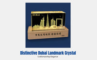 Dubai Souvenir Crystal Sculpture, Burj Khalifa & Burj Al Arab, Personalized Engraving, Desktop Gift