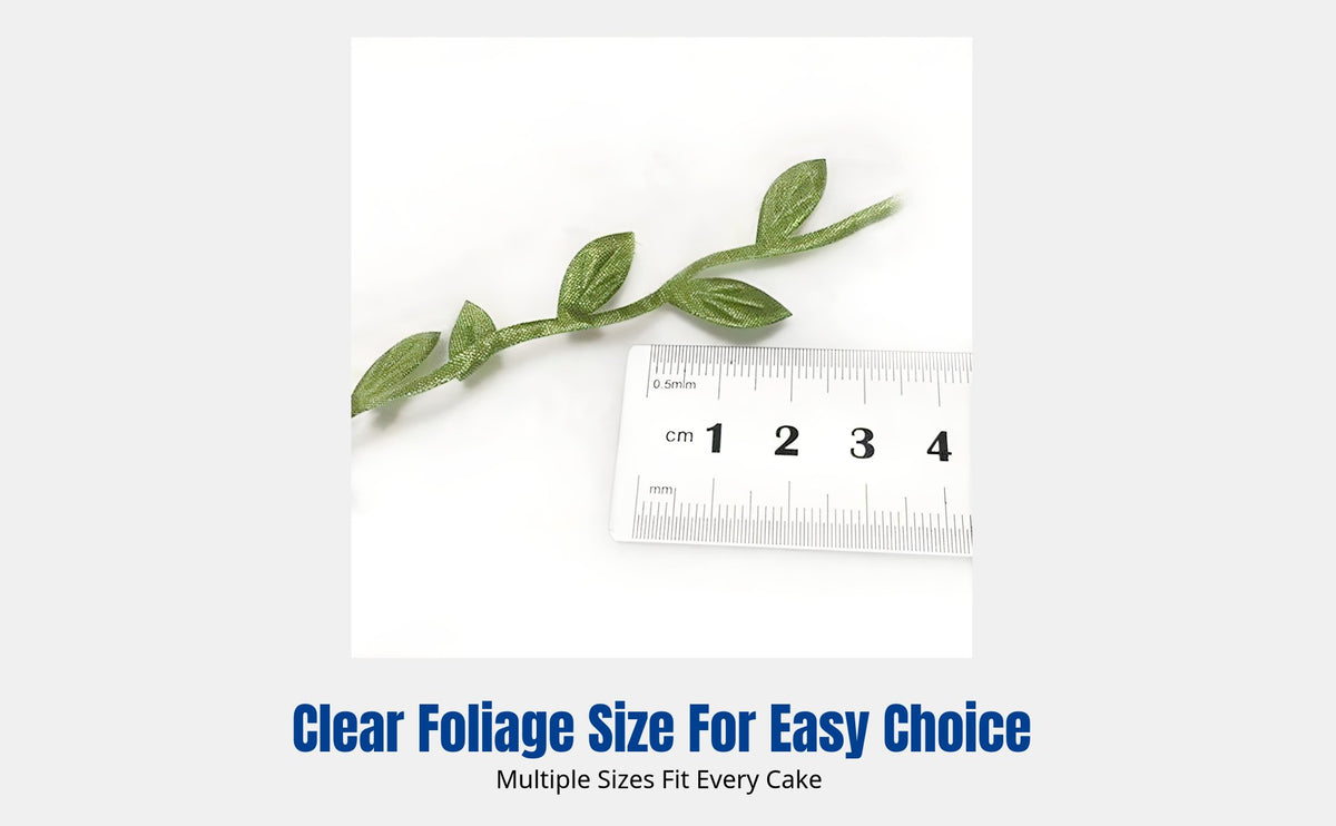 Fabric Foliage Cake Border, Artificial Leaves, Crisp Green, Birthday Cake Decoration