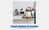 Small Round Insulated Lunch Bag, Portable Bento Tote, Thick Aluminum Foil, Waterproof Oxford, For Office, Food Storage