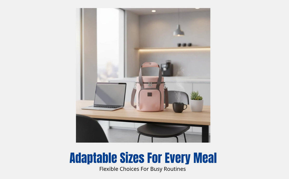 Nylon Insulated Lunch Bag, Round Thermal Container, Portable Thick Aluminum Foil Bento Tote for Office, Commute