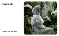 Malaysia Turban, Sheer Lace Splicing, Simple Solid Color, Elastic Headwrap for Women