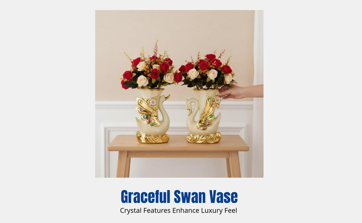 Ceramic Bird Vase, European Style Home Decor, Creative Living Room Accent, Artificial Flower Arrangement
