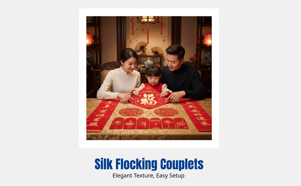 Silk Magnetic Couplets, Custom Symbol, Flocked Design, Year of the Horse 2026, Chinese New Year Gift Box