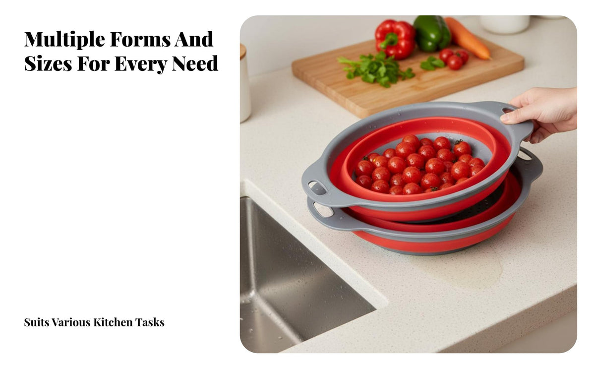 Expandable Foldable Strainer Basket, Kitchen Plastic Fruit Bowl, Square & Round, Random Color