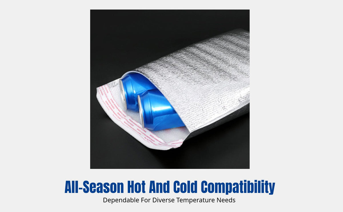 Insulated Delivery Bag, Takeout Packaging, Adhesive Closure, Aluminum Foil, Hot & Cold Storage