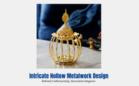 Arabian Gold Metal Incense Burner, European Luxury Desktop Holder, Home Decor Accent