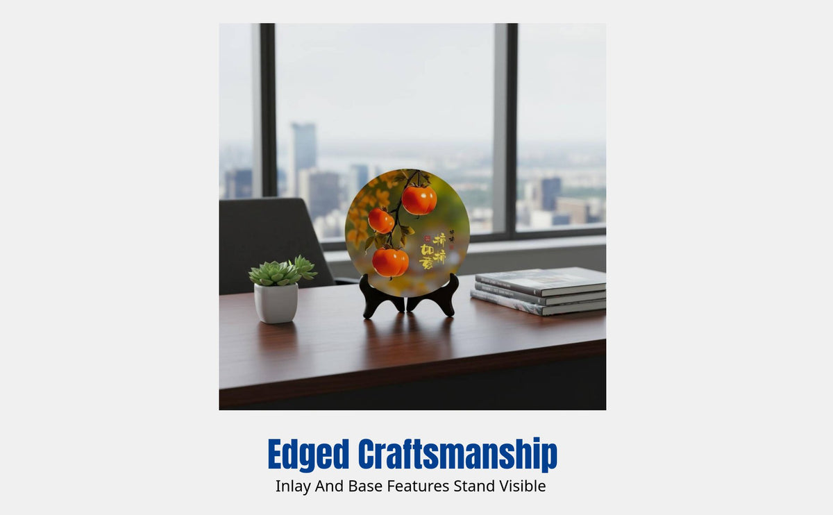 Persimmon Embossed Wooden Surface Decor, Modern Frame, Dining Room, Office, Entryway, Housewarming Gift