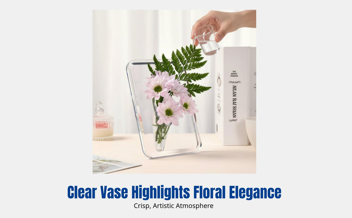 Nordic Glass Vase, Artistic Frame Flower Holder, Transparent Desktop Decor, Water Propagation