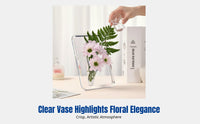 Nordic Glass Vase, Artistic Frame Flower Holder, Transparent Desktop Decor, Water Propagation