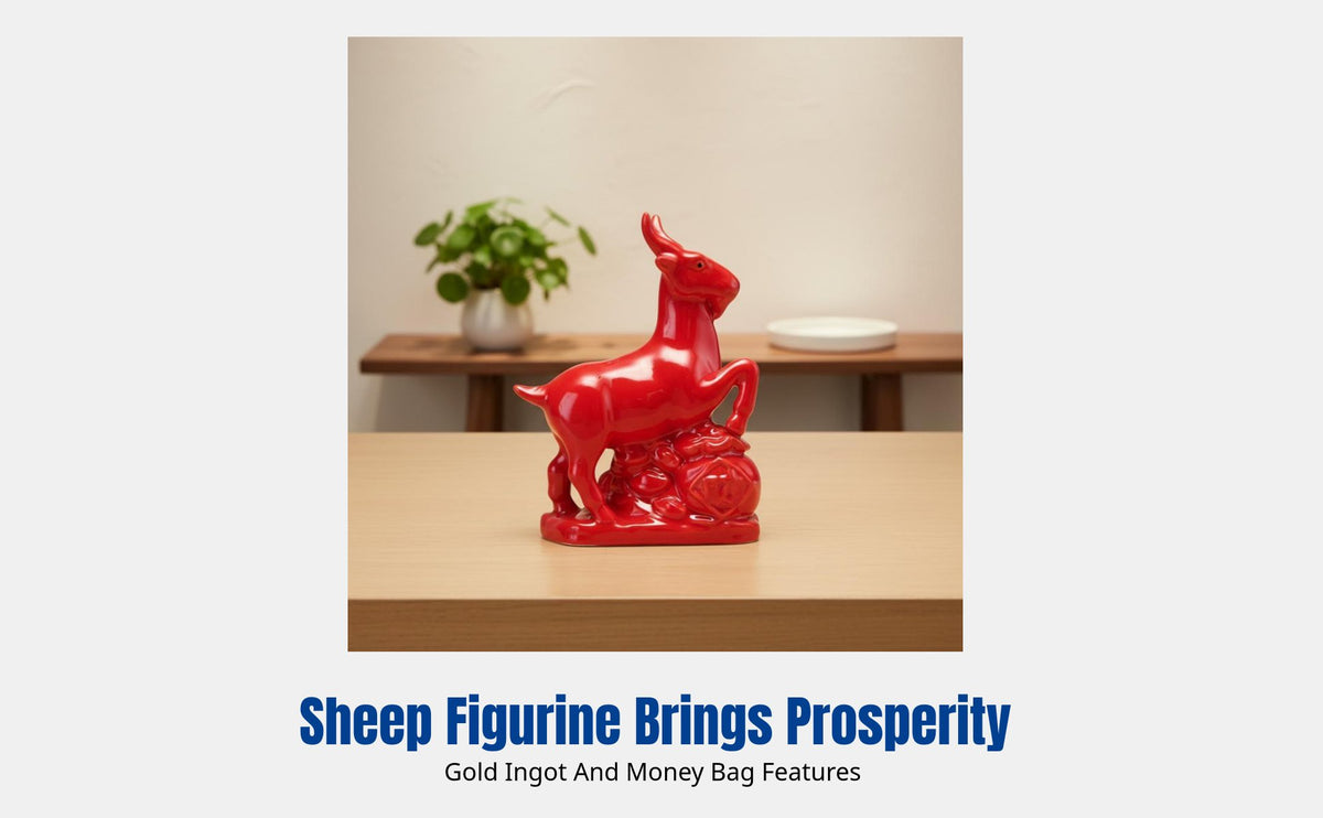 Tang Sancai Ceramic Sheep Figurine, Zodiac Sheep Decor, Home Accent, Fortune Symbol