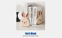 Oak Wood Bookend, Original Design Desktop Book Stand, Hare-Shaped Book Holder, Minimalist Storage Decor for Study Room