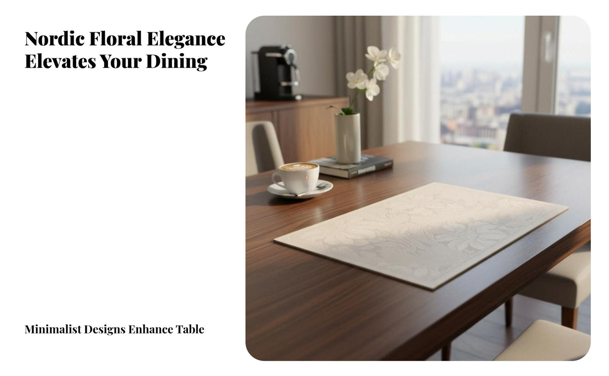 PU Leather Placemat, Waterproof, Oil-Resistant, Heat-Insulated Table Mat, Modern Minimalist, Floral Pattern