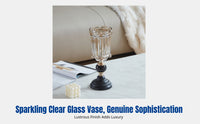French Vintage Glass Vase, Desktop Flower Holder, Retro Home Decor for Living Room, Table, Office