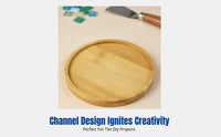 Tessellated Drink Mat Base, Bamboo Blank Board, Grooved DIY Craft Material for Kids and Adults
