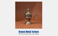 Arabic Charcoal Incense Burner with Handle, Vintage Metal Holder, Flower Carved Design