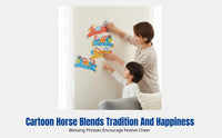 Zodiac Horse Year Wall Sticker, 2026 New Year Cartoon Decor, Living Room Bedroom Shop Decoration
