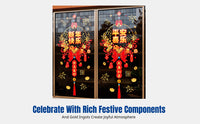 Year of the Horse Glass Clings, Chinese New Year Static Stickers, Festive Glass Decals, Cartoon Holiday Decoration