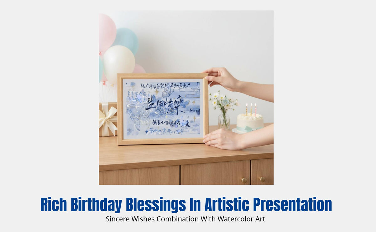 Birthday Card Picture Frame, Hand-Painted Wooden 3D Desktop, Watercolor Art, Unique Decor, Gift for Girls