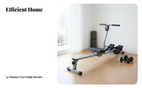 Foldable Rowing Machine, Hydraulic Resistance, Home Fitness Equipment, Space-Saving Design, Silver