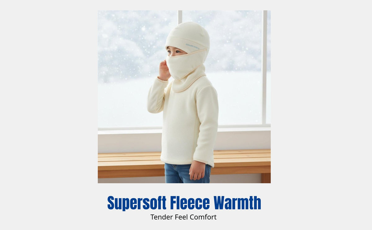 Kids Ski Face Cover, Full Face Protection, Windproof Thermal Fleece Hat for Outdoor Sports and Cycling
