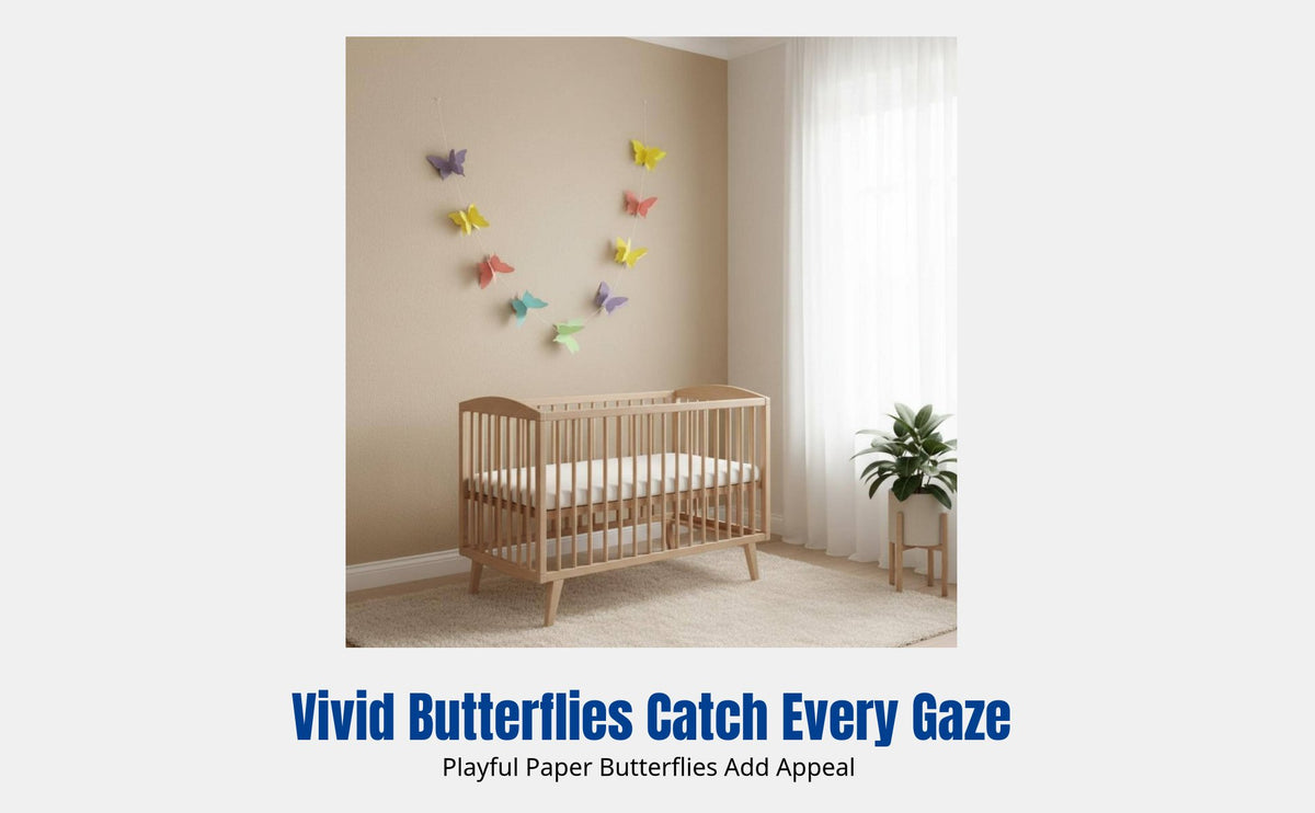 3D Flutterby Paper Butterfly Garland, Colorful Hanging Decoration, Festive Room Decor, Party Ornament